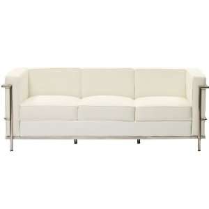   Le Corbusier Style LC3 Sofa, Genuine White Leather