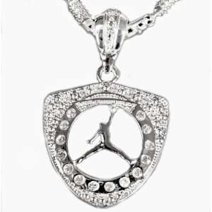   Iced NBA Jordan Jumpman Shield Pendant w FREE Chain 