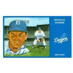 Eddie Miksis Autographed/Hand Signed postcard (Brooklyn Dodgers) Rinni 