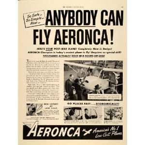  1937 Ad Aeronca Post War Personal Champion Airplane 