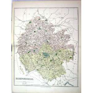 Philip Antique Map England 1885 Herefordshire Hereford Ludlow  