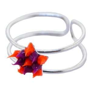    925 Sterling Silver Purple Orange Hedgehog Toe Ring Jewelry