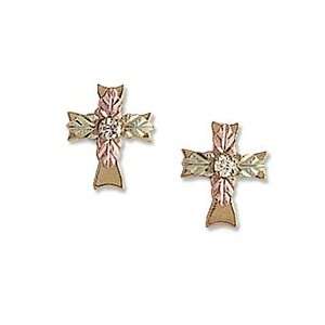  Black Hills Gold Birthstone Cross Earrings (1 Stone) family jewelry