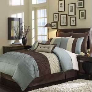   piece Blue Brown Bed in A Bag King Size Comforter Set