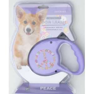  Peace Sign Print Fashion Couture Retractable Dog Leash, Up 