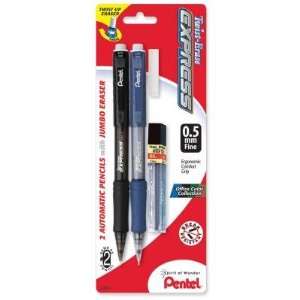   Pencil,Refillable Lead/Eraser,.5mm,2/PK,BK/BE