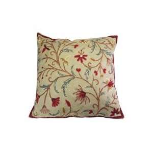  Crewel Embroidery Floral Camel Decorative Pillow