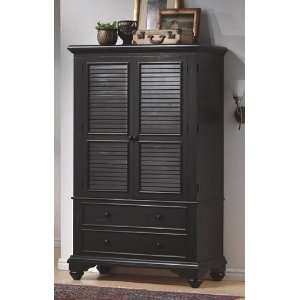   Collection Black Finish Solid Wood TV Armoire Stand Furniture & Decor