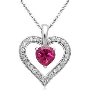   Inner Heart and Round White Sapphires In The Outer Heart Pendant, 18