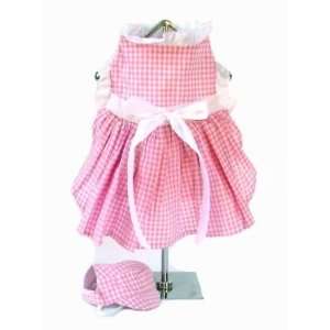  Pink Gingham Dress W/Visor   Size S
