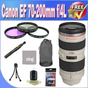  Canon EF 70 200mm f/4L USM Telephoto Zoom Lens + 3 Piece 
