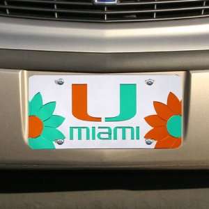  Miami Hurricanes Flower Power Silver Mirror License Plate 