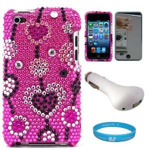 Pink Love Chain Rhinestone Design Protective Cover Case for iPod Touch 