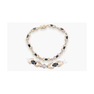    Sapphire Gemstone and Diamond Gold Tennis Bracelet Jewelry