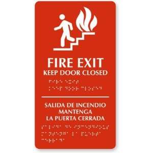 Fire Exit Keep Door Closed (bilingual) TactileTouch Sign 