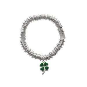  Green Four Leaf Clover with Heart Leaves Charm Links 