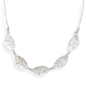   Gold And Sterling Silver Leave Design Necklace CleverSilver Jewelry
