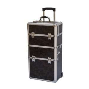 29 Inch Brown Pro Cosmetic Beauty Train Wheeled Case Aluminum Rolling 