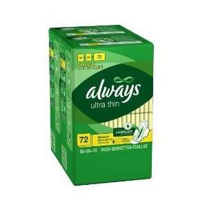  Always Ultra Thin Regular Pads with Wings 72c (2 Pack 