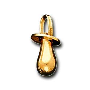   Solid Yellow Gold Small Baby Pacifier Charm Pendant IceNGold Jewelry
