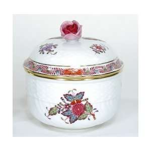  Herend Chinese Bouquet Multicolor Covered Sugar w/Rose 6 
