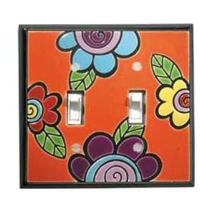  Funky Flower Ceramic Switch Plate / 2 Toggle