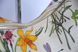 GUCCI Floral *FLORA* Canvas+Leather HORSEBIT Hobo Bag Satchel Handbag 