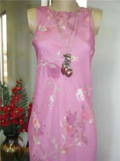 MY MICHELLE DRESS Pink Floral sleeveless long summer dress Sz. 3/4 