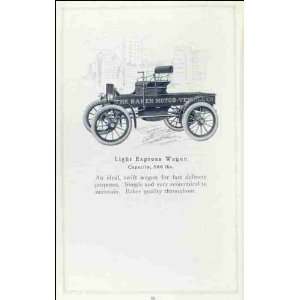  Reprint Baker electric vehicles; Light Express wagon 