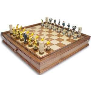    Fireman & Policemen Chess Set with Walnut Case Toys & Games