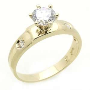   Engagement Ring 1ctw CZ Cubic Zirconia Solitaire Yellow Gold Ring