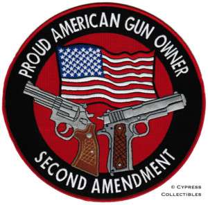 PROUD AMERICAN GUN OWNER EMBROIDERED 1911 PATCH LARGE  