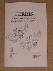 Ferris Zero Turn Hydro Drive Riding Mower Owner Manual R52 R61 P61 P72 