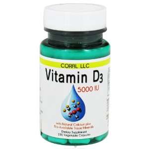  Coral LLC   Vitamin D3 5000 IU   100 Vegetarian Capsules 