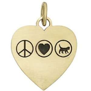  Peace Love Cat Heart   Gold