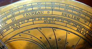 RARE 1950s BRASS ASTROLABE PLATE with FRENCH MARKINGS. TOP GRADE 