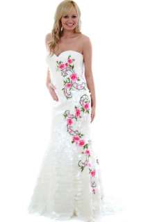 Sherri Hill White Petals & Roses Ball Gown UK 6 8 10  