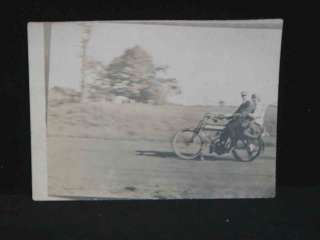 Antique PHOTOGRAPH 2 Persons on c1915 MOTORCYCLE  