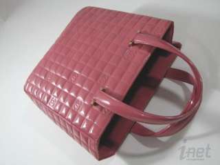 Chanel Small Open top Shopper Tote Handbag Pink Mauve Patent Leather 
