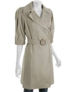   belted ¾ sleeve trench coat  