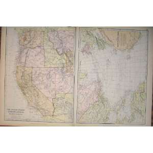  United States North America Pacific States Antique Map 