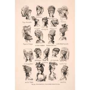   Fashion Hats Bonnet Hairstyle   Original Engraving