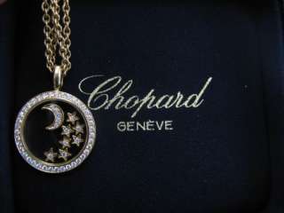 Chopard 18K Happy Diamond Floating Stars & Moon Necklace YG  