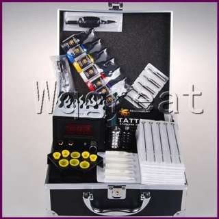 Complete Tattoo Kit 2 New Top Machine Guns Set Equipment Power Supply 