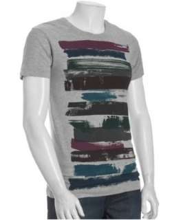 Paul Smith heather grey cotton paint stripe graphic t shirt   