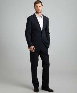 eclipse stripe stretch wool Xylo JS Waldorf 2 button suit with flat 