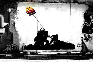 Banksy McDonalds Raising Flag Graffiti Print on Canvas  
