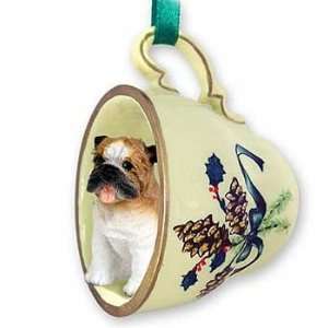  Bulldog Teacup Christmas Ornament