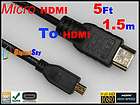 5Ft Micro HDMI to HDMI Cable for SAMSUNG WB5500 WB600 1.5m 3 D15