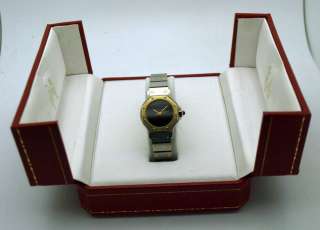   SANTOS Red Maroon Automatic Octagon 18K Gold & Steel Watch   NR  